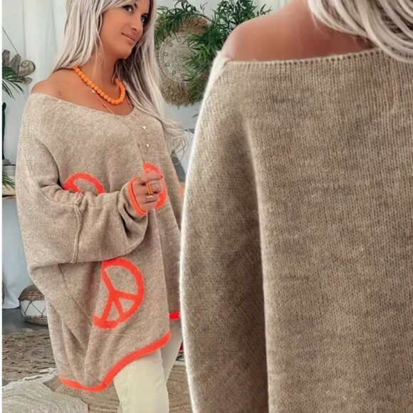 ***NEW STYLE ALERT! PEACE SIGN OVERSIZED SWEATER - Picture 2 of 6